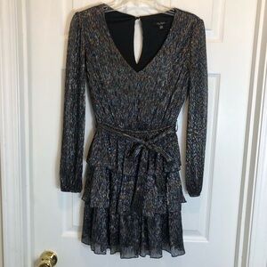 City Studio Metallic Mini Fit and Flare Tiered Dress. Size Small